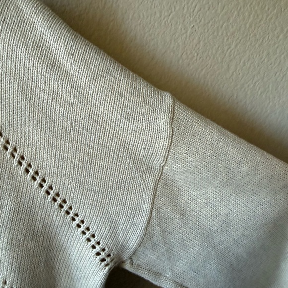 tentree Oatmeal 100% organic cotton Open-Front Diamond Eyelet Cardigan - Picture 15 of 15